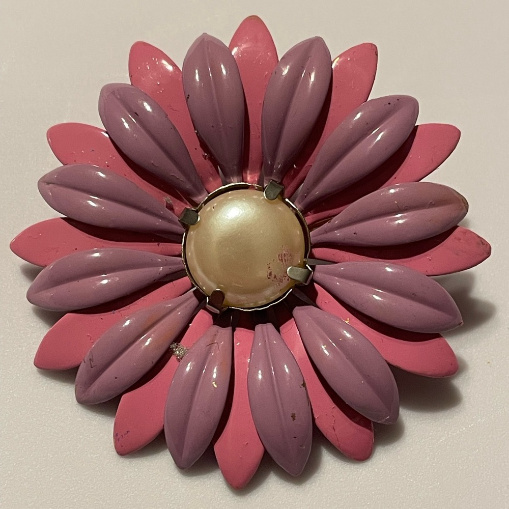 Vintage Inspired Enamel Flower Brooch